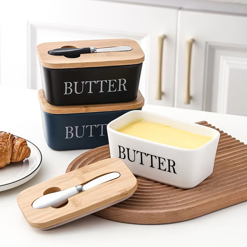 MANTEQUILLERA HERMÉTICO PORCELANA BRIANA + CUCHILLO UNTADOR