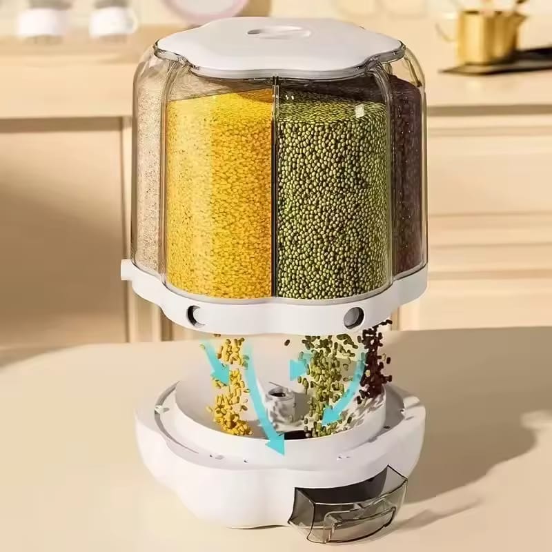 DISPENSADOR DE CEREALES Y GRANOS GIRATORIO 6 EN 1 ANGAE