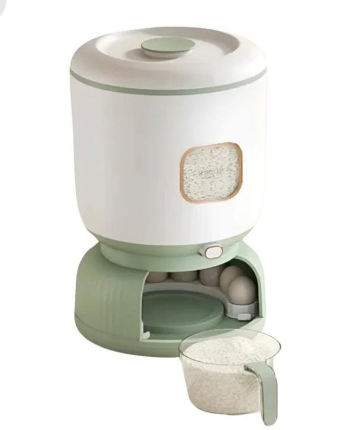 DISPENSADOR INTELIGENTE DE ARROZ Y GRANOS ALEXA CON ORGANIZADOR DE HUEVO Y ESCURRIDOR