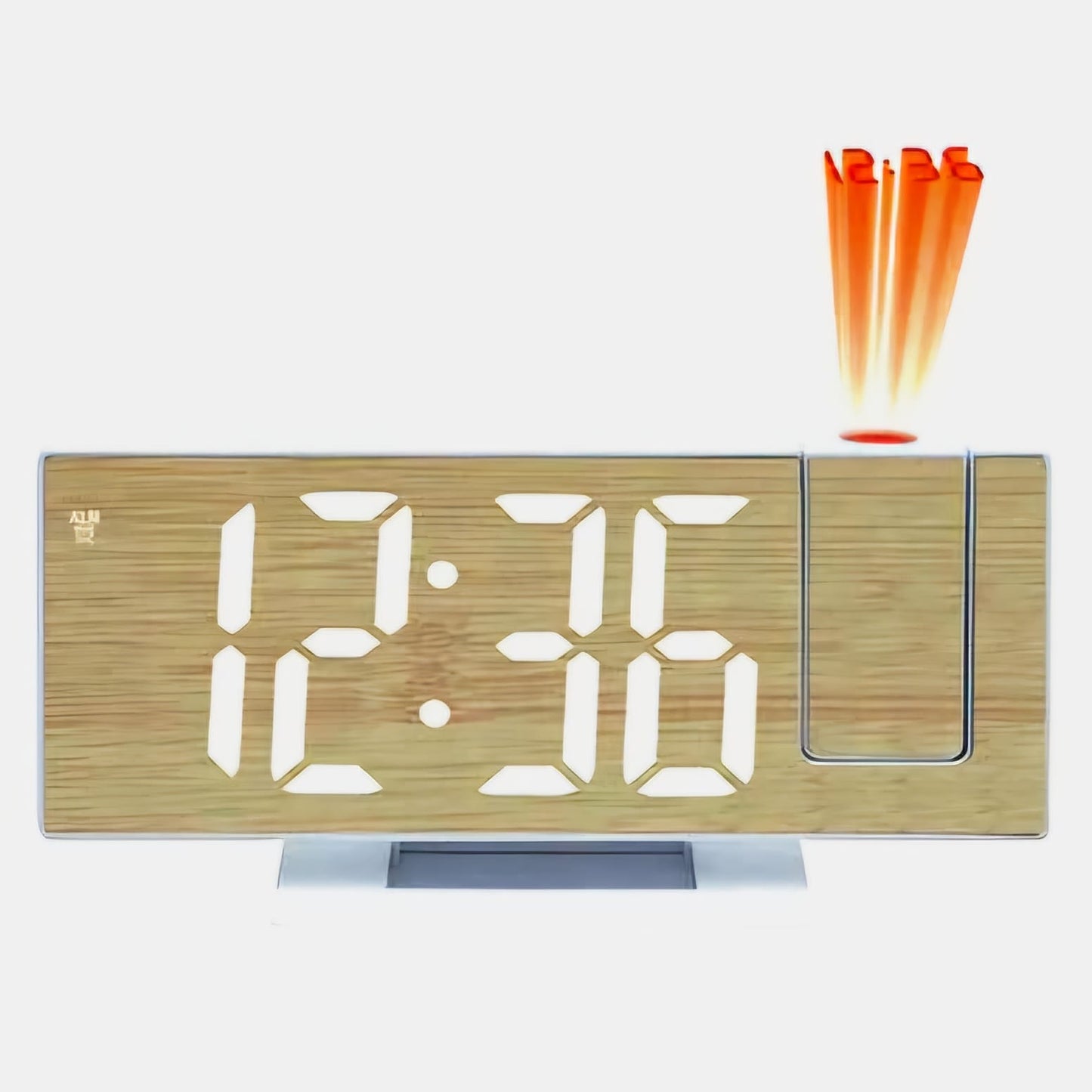 RELOJ DESPERTADOR DIGITAL BAMBÚ CON PROYECTOR LED ARES
