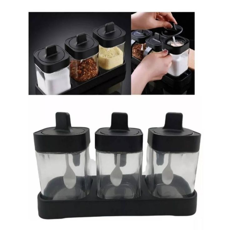 CONDIMENTERO BLACK-3 PIEZAS