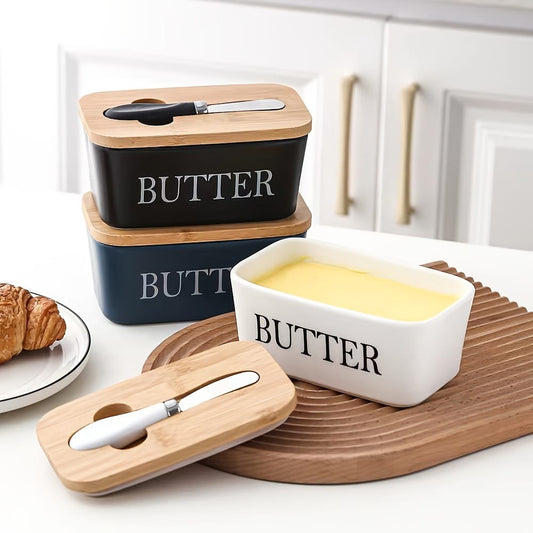 MANTEQUILLERA HERMÉTICO PORCELANA BRIANA + CUCHILLO UNTADOR