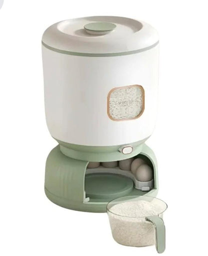 DISPENSADOR INTELIGENTE DE ARROZ Y GRANOS ALEXA CON ORGANIZADOR DE HUEVO Y ESCURRIDOR