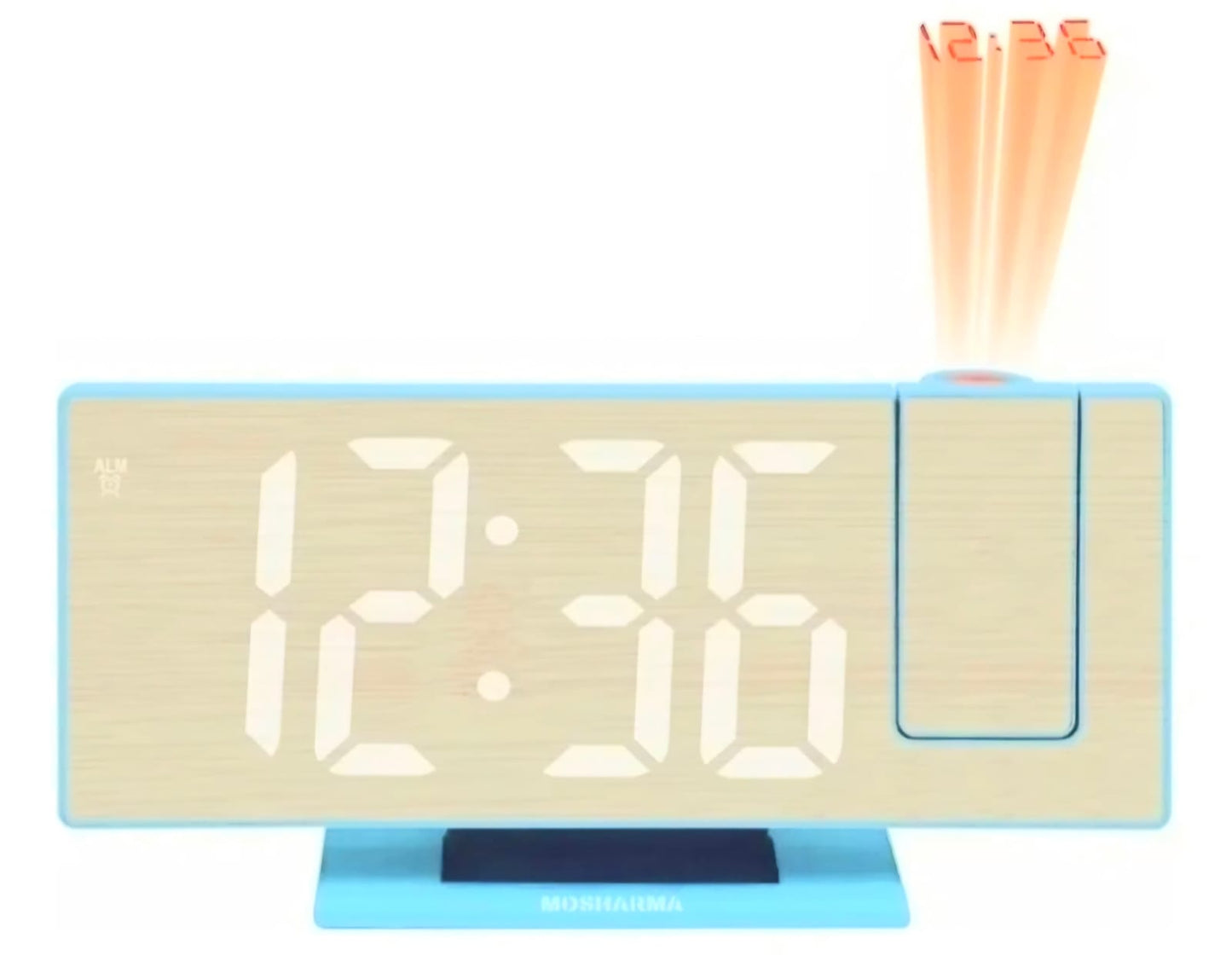 RELOJ DESPERTADOR DIGITAL BAMBÚ CON PROYECTOR LED ARES