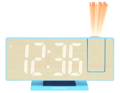 RELOJ DESPERTADOR DIGITAL BAMBÚ CON PROYECTOR LED ARES